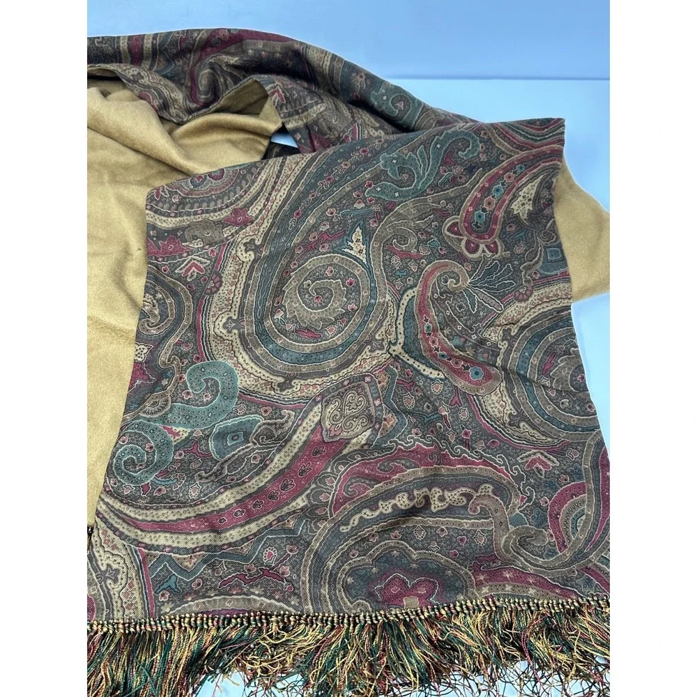 Vintage Paul Stuart 66x12 Silk Cashmere Scarf With Fringe S2